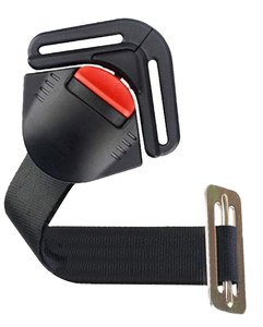 Hebilla de Cinturón de Seguridad de Plástico Negro con Botón Rojo de Liberación y Abrazadera Metálica para Arnés de Asiento de Coche - Product Image 1