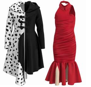Costume de <span class=keywords><strong>Cruella</strong></span> De Vil pour enfants Ecowalson, déguisement de <span class=keywords><strong>Cruella</strong></span>, robe de démon, tenue pour fille, costume de fête d'Halloween, carnaval, anniversaire - Product Image 1