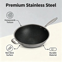 Poêle de cuisson en acier inoxydable avec couvercle en verre 30 cm, poêle à frire avec longue poignée et poignée d'aide pour restaurant, hôtel, chef, usage en cuisine