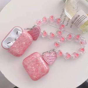 Étui de protection sans fil rose pour écouteurs AirPods 1 2 PRO avec chaîne pour filles - Product Image 1