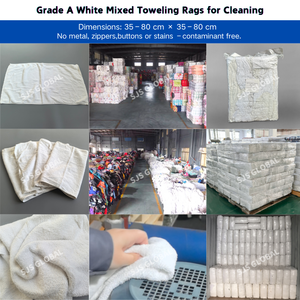 Wholesale Industrial Grade Reclaimed <b>Terry</b> Wiping Rags 100% Cotton Color Mixed Oil Absorbent Eco-Friendly Toweling Rags <b>Bulk</b> for - Product Image 5