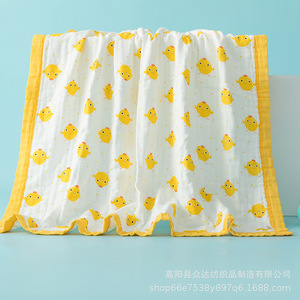 Qidou – couverture en gaze pour bébé, 110x110 Cm, motif animal imprimé, serviette d'emmaillotage pour nouveau-nés et enfants - Product Image 3