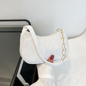 Sac fourre-tout en velours côtelé style littéraire avec fermeture éclair, doublure en cuir véritable, design simple et décontracté pour femme, mini sac à bandoulière de couleur unie - Product Image 4