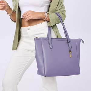 Bolso de Hombro de Lujo Personalizado con Logotipo, Clásico, para Mujer, en Piel Sintética Morada, con Cierre de Cremallera, Impermeable, de Gran Capacidad - Product Image 6