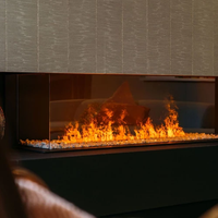 Chimenea de vapor inteligente de 3 lados de 100 cm, uso de Hotel interior, chimenea eléctrica de Control remoto con vapor de agua con soporte de TV