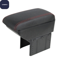 Boîte de rangement universelle pour accoudoir central de voiture de 32 cm, 5 interfaces USB, double couche, avec couvercle coulissant et base réglable