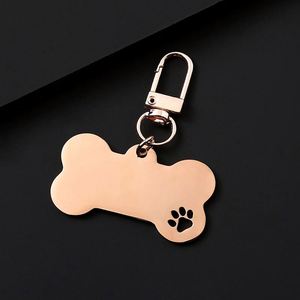 Factory Can <b>Customize</b> Blank Material Laser Engraving Printing logo Pet Pendant Bone Shape Dog Tag Stainless Steel <b>Keychain</b> - Product Image 4