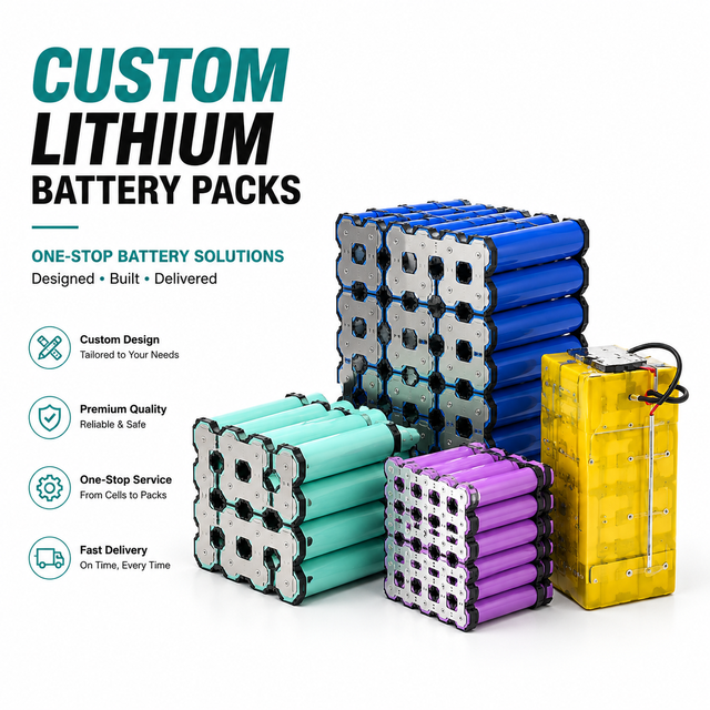 One Stop Custom Lithium Battery Pack Manufacturer Support 18650 21700 LiFePO4 Cells Customized Voltage Capacity Size BMS