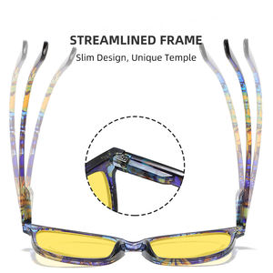 <span class=keywords><strong>Lunettes</strong></span> de vue carrées à imprimé floral, verres rouge, jaune, orange, anti-lumière bleue, vision nocturne, avec charnière à ressort, pour la vente en gros - Product Image 3