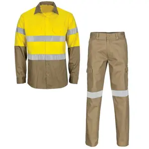 Hivis Leichtes Baumwoll material Unisex Workwear Overalls Zweiteilige Khaki Color Work Suits für Arbeiter