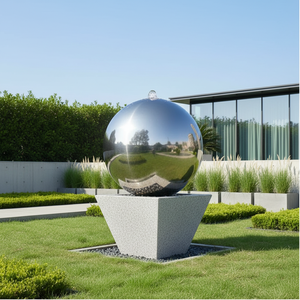 Fontaine sphérique extérieure en acier inoxydable 304 personnalisée avec éclairage solaire, style Art déco/moderne, décoration de <span class=keywords><strong>jardin</strong></span> - Product Image 1