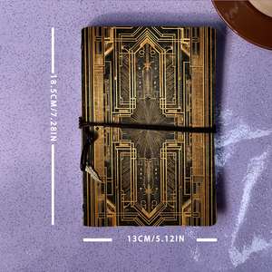 Cahier A6 fait main Design Vintage fermeture à cravate 160 Pages doux <span class=keywords><strong>cadeau</strong></span> d'anniversaire pour <span class=keywords><strong>filleul</strong></span> (16 ans et plus) avec motif géométrique - Product Image 4