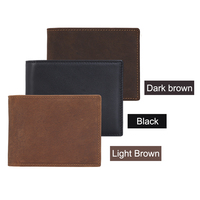 Dompet Lipat Pendek Kulit Asli Pria Vintage, Dompet Kulit Sapi Asli Dengan Jendela ID