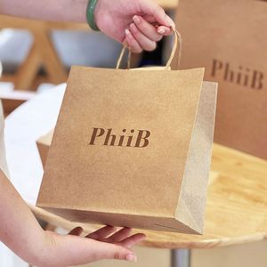 Sacs en papier kraft personnalisés, écologiques, biodégradables, pour la livraison de nourriture rapide à emporter, emballages pour restaurants, sacs à emporter - Product Image 1