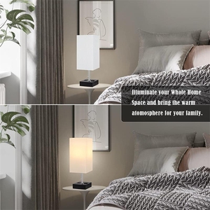 Modern A+C <strong>USB</strong> Functional Study Bedroom Bedside <strong>Lamp</strong> <strong>with</strong> Zipper Switch Square Cloth Table <strong>Lamp</strong> Touch Dimming A+ Bedside <strong>Lamp</strong> - Product Image 4