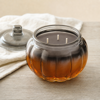 Arovi - Bougie Citrouille de Thanksgiving 430g, Bougie en Verre Citrouille Orange avec Couvercle en Verre, Emballage Cadeau de Luxe pour l'Automne