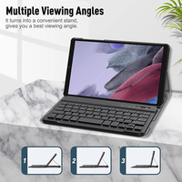 Casing Keyboard kulit PU Folio, casing Keyboard untuk Samsung Galaxy Tab A7 Lite 8.7 inci 2021 SM-T220 T225 dengan Keyboard nirkabel yang dapat dilepas