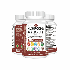 Extracto Herbal de Melena de León, Cordyceps, Reishi y Chaga, Multivitamínico, Antioxidante, Suplemento para la Inmunidad de Adultos, 60 Cápsulas (OEM) - Product Image 1