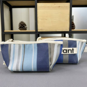 DICHOS Sac de maquillage portable pour femmes Logo personnalisé <span class=keywords><strong>Marant</strong></span> Toile Multicolore Lettre Rayure Pliante Fermeture Éclair Voyage - Product Image 2