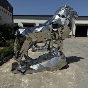 Estatua al aire libre pulida escultura animal <span class=keywords><strong>de</strong></span> Metal decorativa <span class=keywords><strong>de</strong></span> jardín <span class=keywords><strong>de</strong></span> León <span class=keywords><strong>de</strong></span> acero inoxidable <span class=keywords><strong>de</strong></span> tamaño real a la venta - Product Image 4