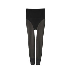 Leggings de Control de Abdomen para Mujer Happy Plus N9062N9063, Talla Grande, Color Negro Sólido, Forradas de Felpa, Alta Elasticidad - Product Image 3