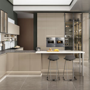 Armoires de cuisine modulaires personnalisées Sofeyia avec options de stratifié et de résine, finition laquée moderne haute brillance, robinet inclus - Product Image 1