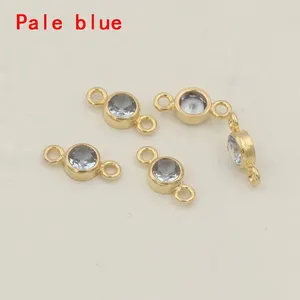 14K Gold Filled 3mm Zircon Bezel Charm Connector With Double Loops Multicolor Birthstone Pendant For Permanent Jewelry Making