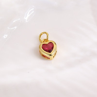 Pendentif mini cœur élégant et coloré en zircon, plaqué or véritable 18 carats, idéal pour la création de bracelets, colliers et boucles d'oreilles DIY