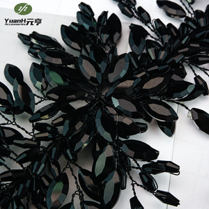 Applicazione di Perline di Cristallo Nero di Lusso, Fiore in Filo con Strass 100% Fatto a Mano per Accessori DIY da Donna per Abiti e Copricapo - Product Image 2