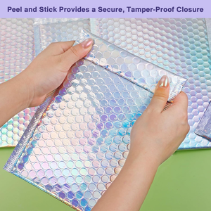 Bolsas de Correo Autosellables con Película Holográfica Rosa Dorada, Gruesas, de Poliéster Ecológico, Impermeables, Reciclables, con Impresión de Logotipo Personalizado - Product Image 5