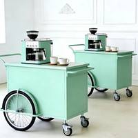 Carrello Bar Mobile Personalizzato con Logo, Armadietto Chiuso e Ruote da Bicicletta per Caffè, Matrimoni e Catering