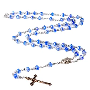 红珊瑚念珠，天主教祈祷珠十字架念珠珠项链