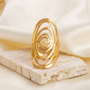 Geometric Oval <b>Ring</b> 18K Gold Plated Women's Fashion Jewelry Party <b>Statement</b> <b>Ring</b> JZ21100 - Product Image 4