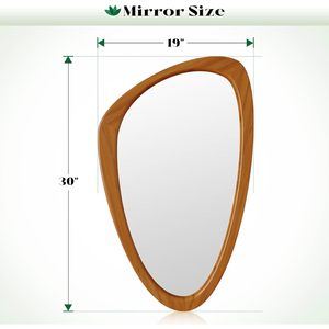 Miroir mural asymétrique Wiserset 19x30 pouces, cadre irrégulier en bois de pin, style moderne du milieu du siècle, pour chambre à coucher et salon - Product Image 2
