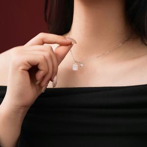 Collier Dylam Light Luxury en argent sterling 925 avec chaîne à maillons et pendentif en zircone cubique 5A avec inscription chinoise, bijoux porte-bonheur pour femmes - Product Image 4