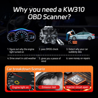 Escáner de Diagnóstico para Autos KW310, Lector de Códigos OBD2 para Reiniciar la Luz de Advertencia del Motor, Compatible con 7 Idiomas y Múltiples Modelos de Vehículos