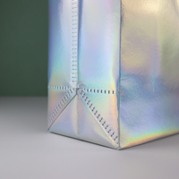 Sac de shopping promotionnel tendance, écologique, réutilisable, en tissu recyclé, avec paillettes holographiques laser irisées brillantes