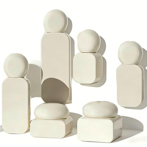 Skin Care Bottles <strong>Luxury</strong> Glass Bottle 30ml 50ml 100ml 120ml 30g 50g Square Shape White Dome Cap Skincare Lotion <strong>Container</strong> - Product Image 1