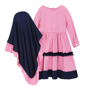 Prix de gros, 2 pièces, robe à manches longues et ensemble hijab pour filles, vêtements musulmans islamiques pour enfants, <span class=keywords><strong>khimar</strong></span> abayas - Product Image 5