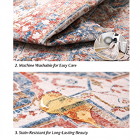 Tapis ChamXue, tapis de sol, tapis pliable, style persan vintage, tapis bohème rétro, tapis en fausse fourrure, faux cachemire, antidérapant, facile d'entretien