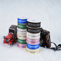 Vente en gros de rubans de décoration pour cadeaux Rouleau de ruban personnalisé en satin de soie imprimé avec logo de 2.5cm
