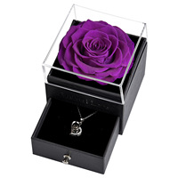 Pour Amazon exclusif carré naturel préservé fleur boîte à bijoux pour collier pendentif affichage pour la Saint-Valentin
