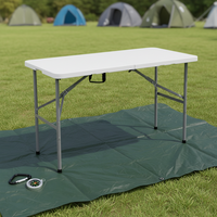 Table pliante portable moderne DOMI en plastique avec structure en fer, 6 pieds, blanche, pour extérieur, 180 cm