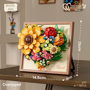Bouquet de fleurs de tournesol et de papillons, cadre photo, blocs de construction compatibles, briques tendance, jouet décoratif, cadeau créatif - Product Image 4