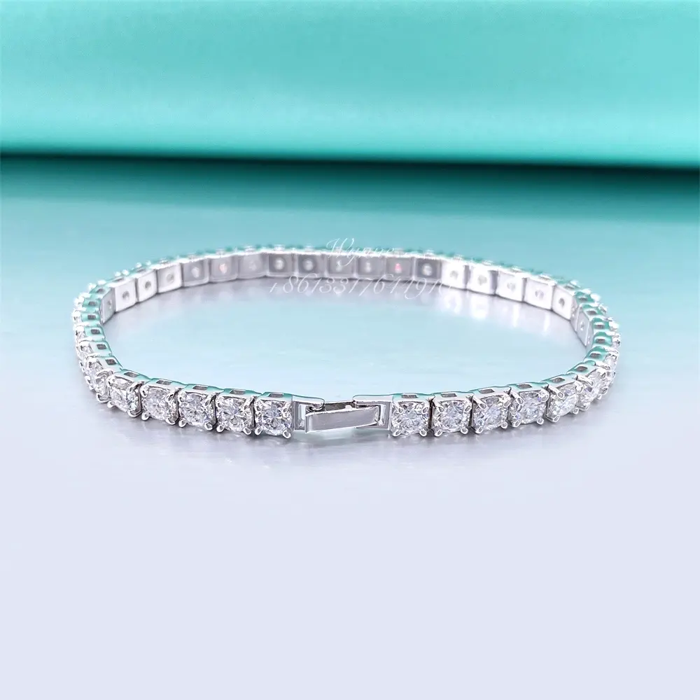 Briljante Nieuwe Sluiting Ontwerp 4Mm Iced Out 10K Solid Gold Moissanite Diamond Tennis Armband