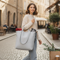 Grand sac fourre-tout en toile avec poche zippée et longues poignées pour le shopping, le travail, le bureau, les voyages et l'usage quotidien