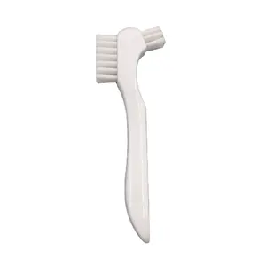 2 Sides 10mil Nylon Hard Bristle White PP Shot Handle Denture Brush