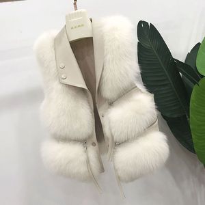 <span class=keywords><strong>Gilet</strong></span> décontracté pour <span class=keywords><strong>femme</strong></span> en mélange de <span class=keywords><strong>laine</strong></span> et fausse fourrure de renard, nouveau style, pour l'automne/hiver, idéal pour l'export. - Product Image 2