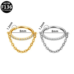Anneau de nez en titane avec zircon blanc marquise serti en canal pour bijoux de piercing unisexe tendance - Product Image 3