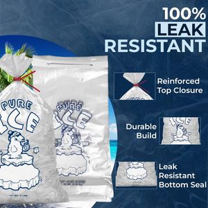Bolsas de Plástico Transparente Resistentes de 10 Lb con Refuerzo Lateral para Máquinas de Hielo, Uso Comercial, Pure Ice - Product Image 5